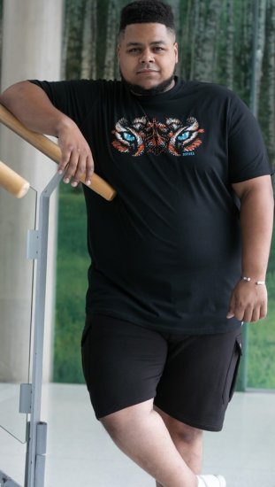 D555 Leamington Tiger Eyes Printed Crew Neck T-shirt Black - T-shirts - T-shirts Homem Tamanhos Grandes