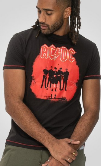D555 Uxbridge Official AC/DC Band Printed Crew Neck T-Shirt Washed Black TALL SIZES - ROUPAS DE HOMEM MT-6XLT - Tamanhos-Tall Homem
