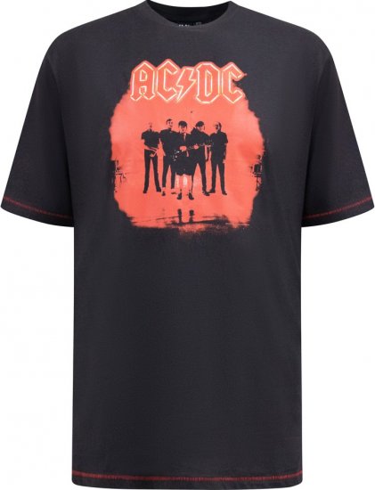 D555 Uxbridge Official AC/DC Band Printed Crew Neck T-Shirt Washed Black TALL SIZES - ROUPAS DE HOMEM MT-6XLT - Tamanhos-Tall Homem