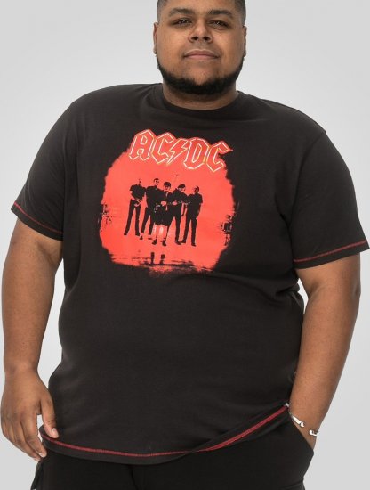 D555 Uxbridge Official AC/DC Band Printed Crew Neck T-Shirt Washed Black TALL SIZES - ROUPAS DE HOMEM MT-6XLT - Tamanhos-Tall Homem