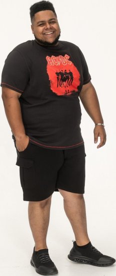 D555 Uxbridge Official AC/DC Band Printed Crew Neck T-Shirt Washed Black TALL SIZES - ROUPAS DE HOMEM MT-6XLT - Tamanhos-Tall Homem