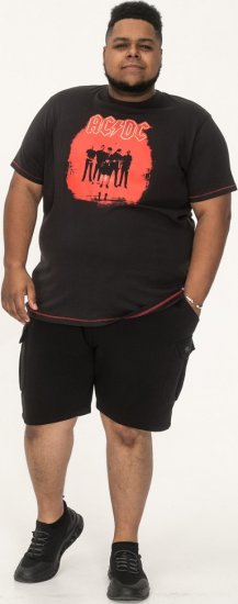 D555 Uxbridge Official AC/DC Band Printed Crew Neck T-Shirt Washed Black TALL SIZES - ROUPAS DE HOMEM MT-6XLT - Tamanhos-Tall Homem
