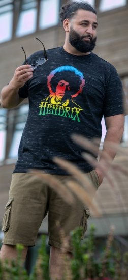 D555 Hendrix Official Jimi Hendrix Printed Crew Neck T-Shirt Black Reno - T-shirts de bandas - 