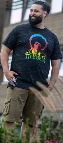 D555 Hendrix Official Jimi Hendrix Printed Crew Neck T-Shirt Black Reno - T-shirts de bandas - 