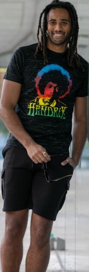 D555 Hendrix Official Jimi Hendrix Printed Crew Neck T-Shirt Black Reno - T-shirts de bandas - 