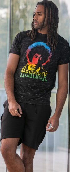 D555 Hendrix Official Jimi Hendrix Printed Crew Neck T-Shirt Black Reno - T-shirts de bandas - 
