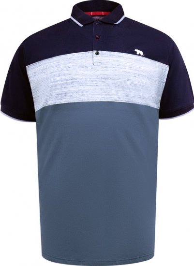 D555 Leeds Cut And Sew Polo With Jacquard Collar And Cuffs Navy - Pólos - Pólos Tamanhos Grandes Homem