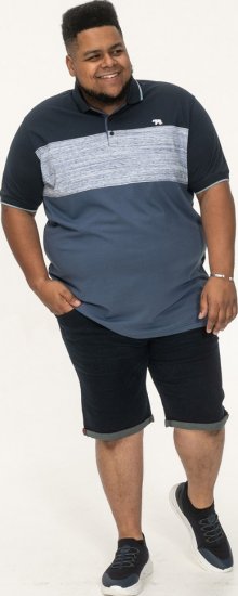 D555 Leeds Cut And Sew Polo With Jacquard Collar And Cuffs Navy - Pólos - Pólos Tamanhos Grandes Homem