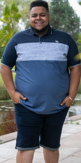 D555 Leeds Cut And Sew Polo With Jacquard Collar And Cuffs Navy - Pólos - Pólos Tamanhos Grandes Homem