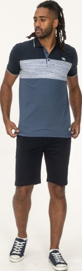 D555 Leeds Cut And Sew Polo With Jacquard Collar And Cuffs Navy - Pólos - Pólos Tamanhos Grandes Homem