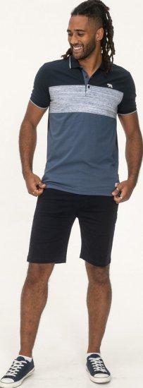 D555 Leeds Cut And Sew Polo With Jacquard Collar And Cuffs Navy - Pólos - Pólos Tamanhos Grandes Homem