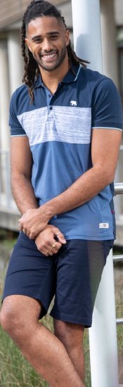 D555 Leeds Cut And Sew Polo With Jacquard Collar And Cuffs Navy - Pólos - Pólos Tamanhos Grandes Homem