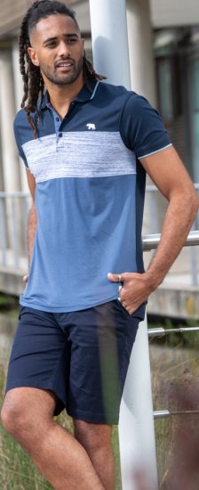 D555 Leeds Cut And Sew Polo With Jacquard Collar And Cuffs Navy - Pólos - Pólos Tamanhos Grandes Homem