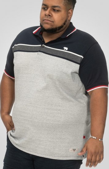 D555 Tipton Stripe Jacquard Short Sleeve Polo Navy - Pólos - Pólos Tamanhos Grandes Homem