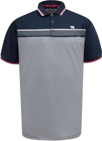 D555 Tipton Stripe Jacquard Short Sleeve Polo Navy - Pólos - Pólos Tamanhos Grandes Homem