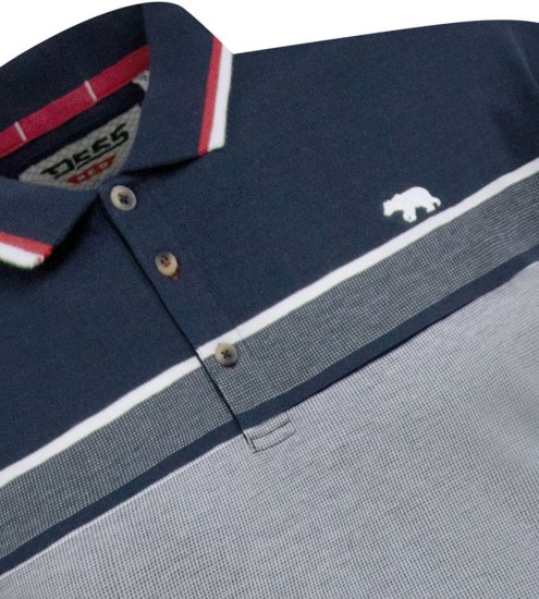 D555 Tipton Stripe Jacquard Short Sleeve Polo Navy - Pólos - Pólos Tamanhos Grandes Homem