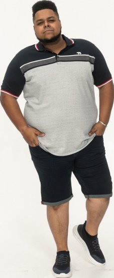 D555 Tipton Stripe Jacquard Short Sleeve Polo Navy - Pólos - Pólos Tamanhos Grandes Homem