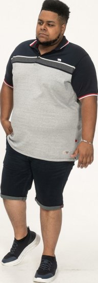 D555 Tipton Stripe Jacquard Short Sleeve Polo Navy - Pólos - Pólos Tamanhos Grandes Homem