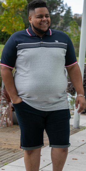 D555 Tipton Stripe Jacquard Short Sleeve Polo Navy - Pólos - Pólos Tamanhos Grandes Homem