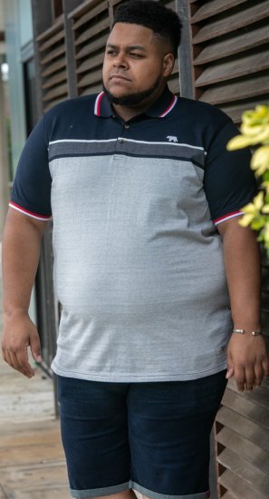 D555 Tipton Stripe Jacquard Short Sleeve Polo Navy - Pólos - Pólos Tamanhos Grandes Homem