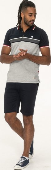 D555 Tipton Stripe Jacquard Short Sleeve Polo Navy - Pólos - Pólos Tamanhos Grandes Homem