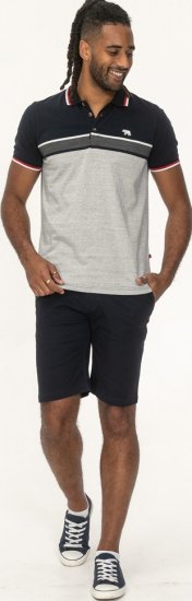 D555 Tipton Stripe Jacquard Short Sleeve Polo Navy - Pólos - Pólos Tamanhos Grandes Homem