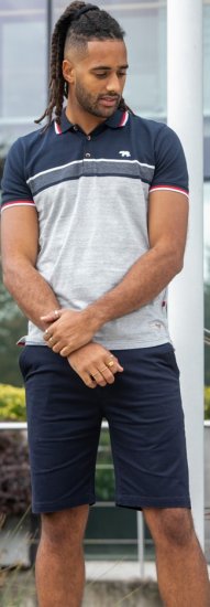 D555 Tipton Stripe Jacquard Short Sleeve Polo Navy - Pólos - Pólos Tamanhos Grandes Homem