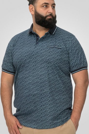 D555 Woolwich AOP Polo Shirt With Ribbed Collar Blue - Pólos - Pólos Tamanhos Grandes Homem
