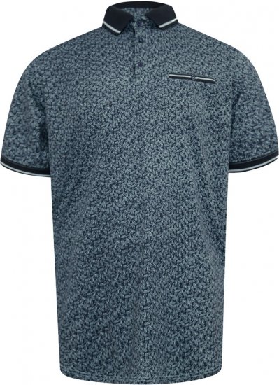 D555 Woolwich AOP Polo Shirt With Ribbed Collar Blue - Pólos - Pólos Tamanhos Grandes Homem