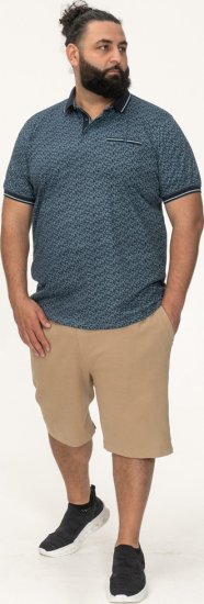 D555 Woolwich AOP Polo Shirt With Ribbed Collar Blue - Pólos - Pólos Tamanhos Grandes Homem