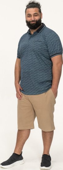 D555 Woolwich AOP Polo Shirt With Ribbed Collar Blue - Pólos - Pólos Tamanhos Grandes Homem