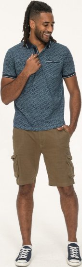 D555 Woolwich AOP Polo Shirt With Ribbed Collar Blue - Pólos - Pólos Tamanhos Grandes Homem