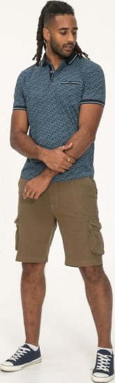 D555 Woolwich AOP Polo Shirt With Ribbed Collar Blue - Pólos - Pólos Tamanhos Grandes Homem