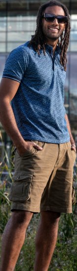 D555 Woolwich AOP Polo Shirt With Ribbed Collar Blue - Pólos - Pólos Tamanhos Grandes Homem