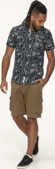 D555 Worthing Surf AOP Short Sleeve Button Down Collar Shirt Navy - Camisas - Camisas Homem Tamanhos Grandes