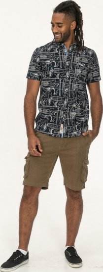 D555 Worthing Surf AOP Short Sleeve Button Down Collar Shirt Navy - Camisas - Camisas Homem Tamanhos Grandes