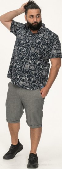 D555 Worthing Surf AOP Short Sleeve Button Down Collar Shirt Navy - Camisas - Camisas Homem Tamanhos Grandes