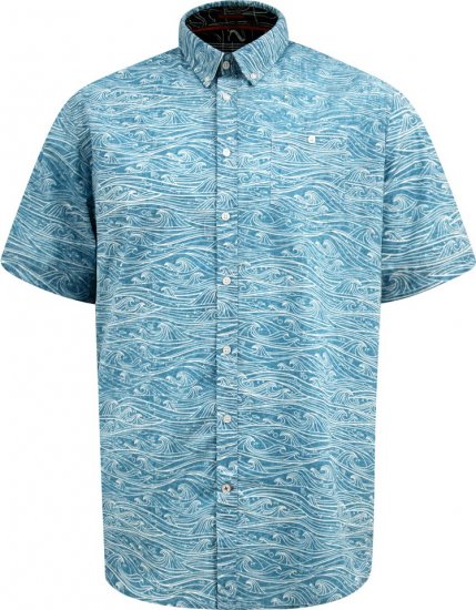 D555 Torquay AOP Short Sleeve Button Down Collar Shirt Blue Wave - Camisas - Camisas Homem Tamanhos Grandes