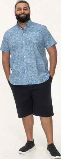 D555 Torquay AOP Short Sleeve Button Down Collar Shirt Blue Wave - Camisas - Camisas Homem Tamanhos Grandes
