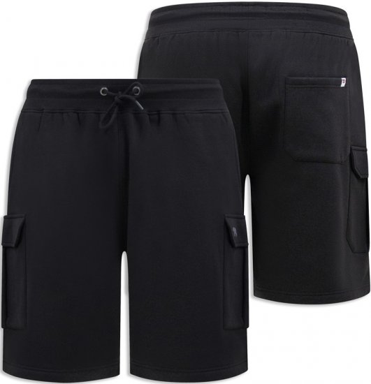 D555 Wigan 2 Elasticated Waist Fleece Cargo Shorts Black - Calças & calções de fato de treino - Calças de Fato de Treino Tamanhos Grandes 