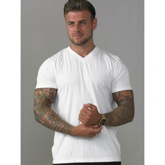 D555 Signature V-neck T-shirt White - T-shirts - T-shirts Homem Tamanhos Grandes