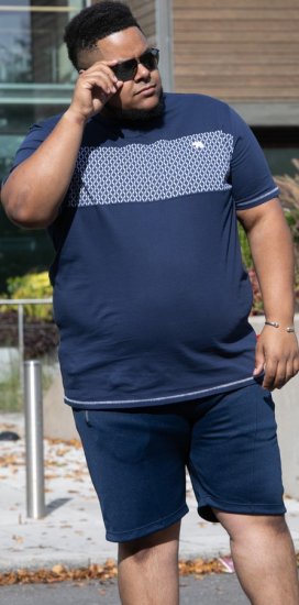 D555 Swansea Cut And Sew Crew Neck T-Shirt Navy - T-shirts - T-shirts Homem Tamanhos Grandes