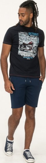 D555 Knowle Detroit Motor Bike Printed Crew Neck T-Shirt Navy - T-shirts - T-shirts Homem Tamanhos Grandes