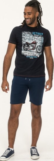 D555 Knowle Detroit Motor Bike Printed Crew Neck T-Shirt Navy - T-shirts - T-shirts Homem Tamanhos Grandes