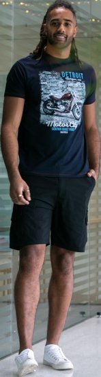 D555 Knowle Detroit Motor Bike Printed Crew Neck T-Shirt Navy - T-shirts - T-shirts Homem Tamanhos Grandes