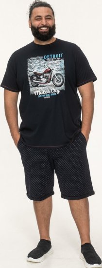 D555 Knowle Detroit Motor Bike Printed Crew Neck T-Shirt Navy - T-shirts - T-shirts Homem Tamanhos Grandes