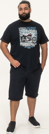 D555 Knowle Detroit Motor Bike Printed Crew Neck T-Shirt Navy - T-shirts - T-shirts Homem Tamanhos Grandes