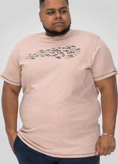 D555 Bournemouth Shoal Of Fish Printed Crew Neck T-Shirt Pink - T-shirts - T-shirts Homem Tamanhos Grandes