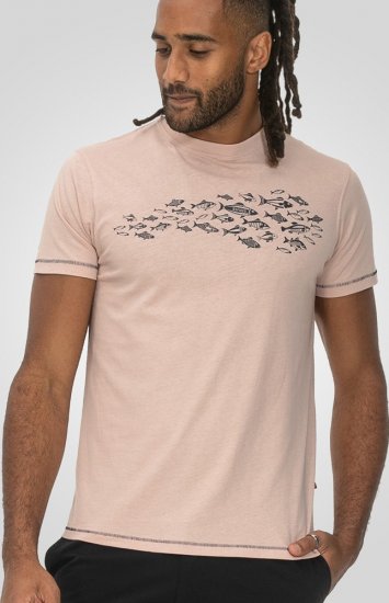 D555 Bournemouth Shoal Of Fish Printed Crew Neck T-Shirt Pink - T-shirts - T-shirts Homem Tamanhos Grandes