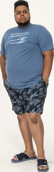 D555 Cardiff Surfer And Waves Printed Crew Neck T-shirt Denim Marl - T-shirts - T-shirts Homem Tamanhos Grandes